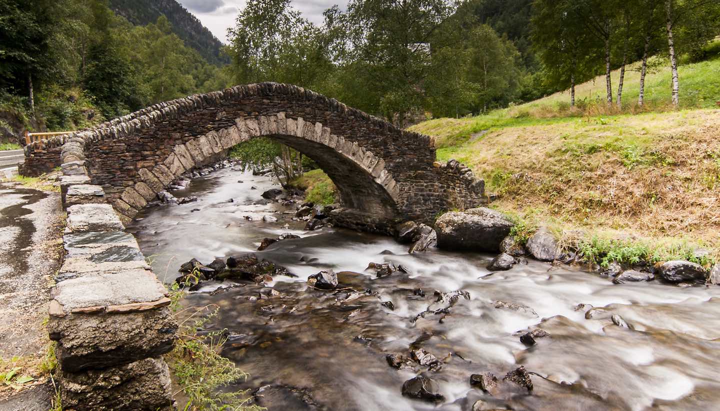 Andorra - Stone bridge in Ordino Valley, Andorra, Europe.