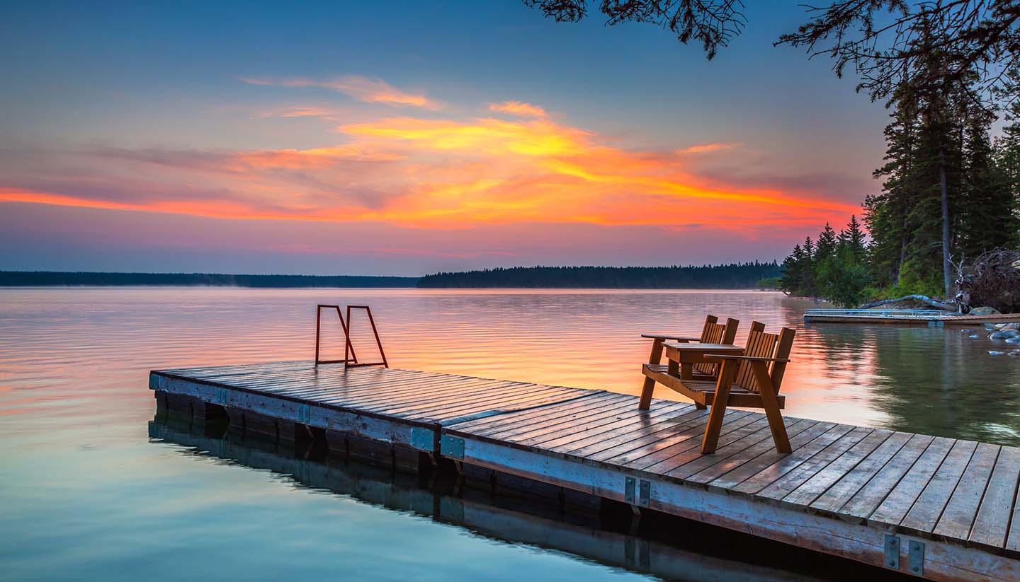 Manitoba - Sunrise over the dock in Clear Lake, Manitoba