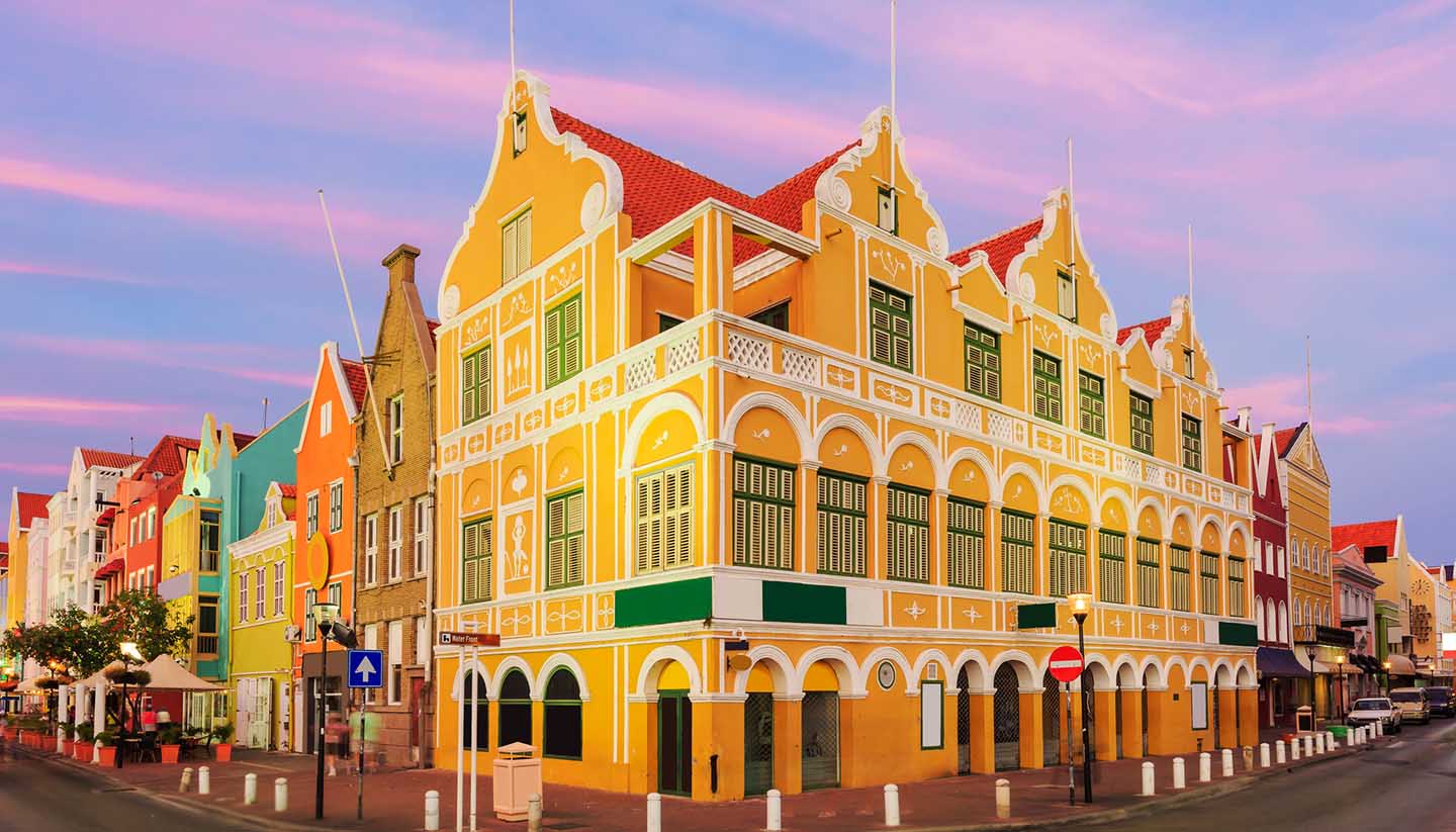 Curaçao - Town view illustration of Curacao Netherlands Antilles
