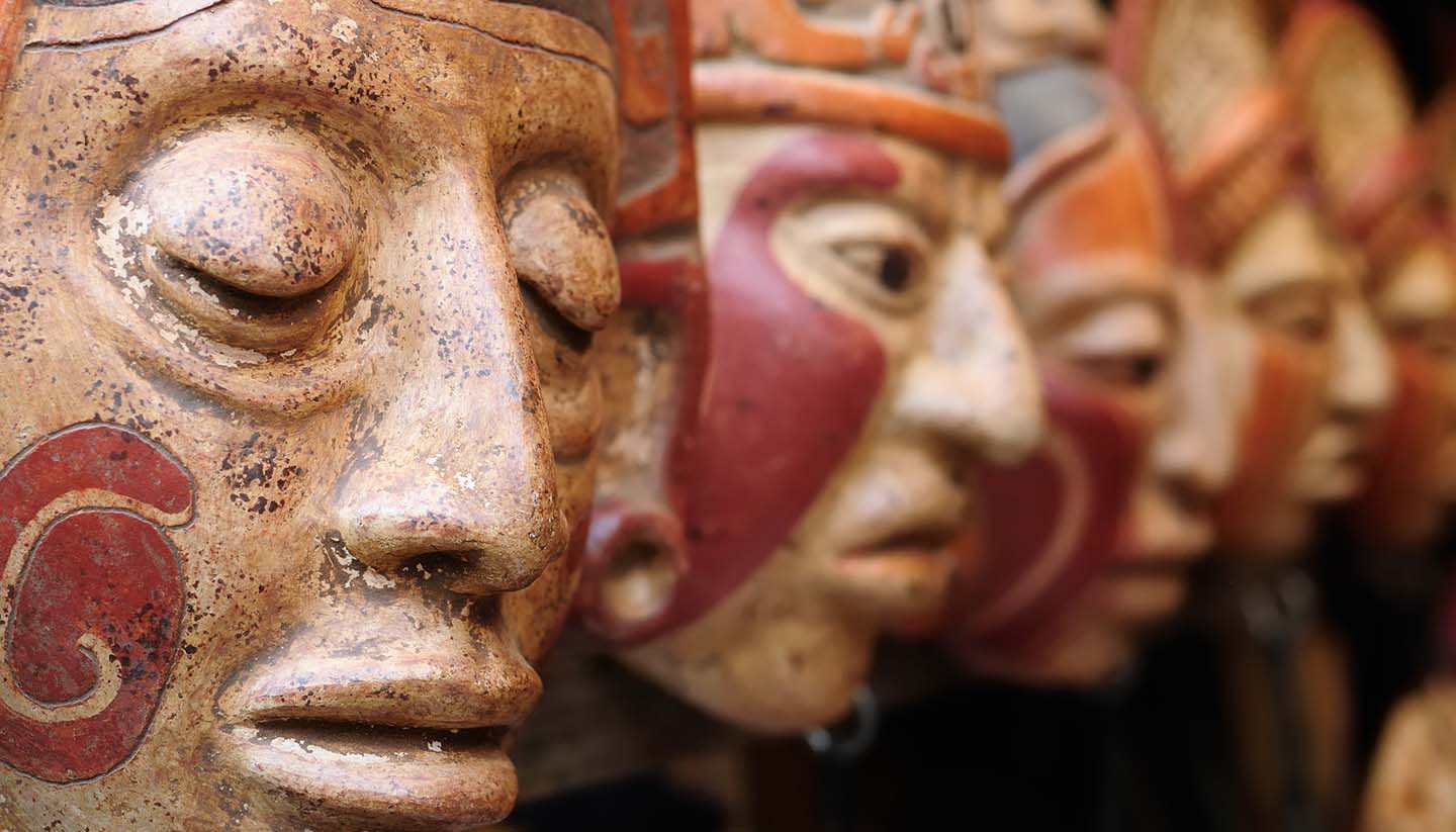 Guatemala - Guatemala,Mayan clay masks at the market