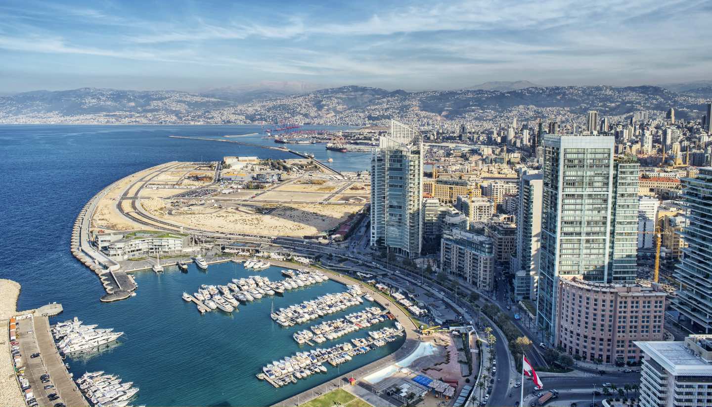 Libanon - Aerial View of Beirut Lebanon, City of Beirut