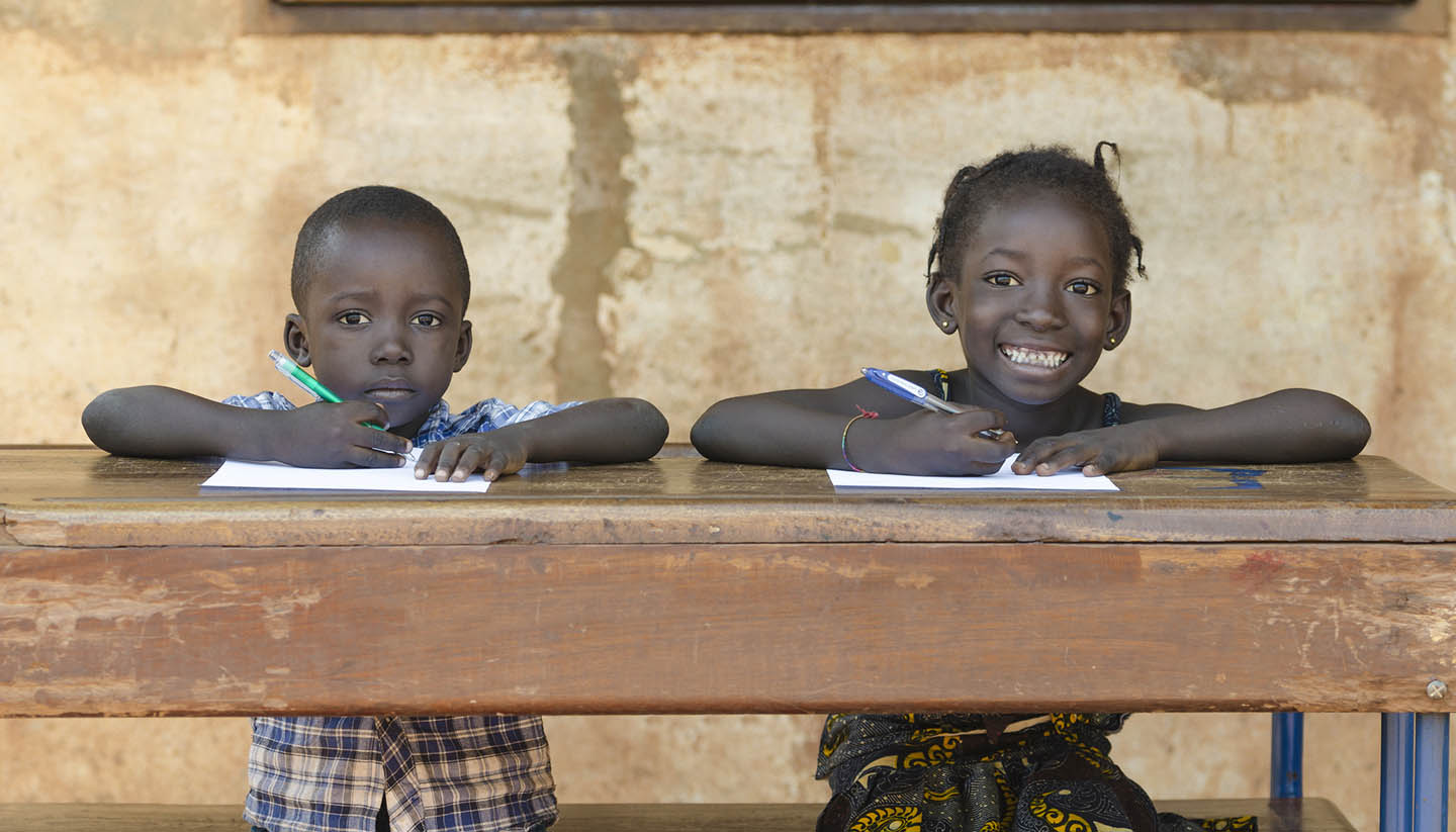 Mali - Education Symbol - Couple of African School Kids in Mali