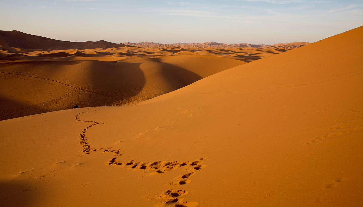Mauretanien - Footprint in desert dunes