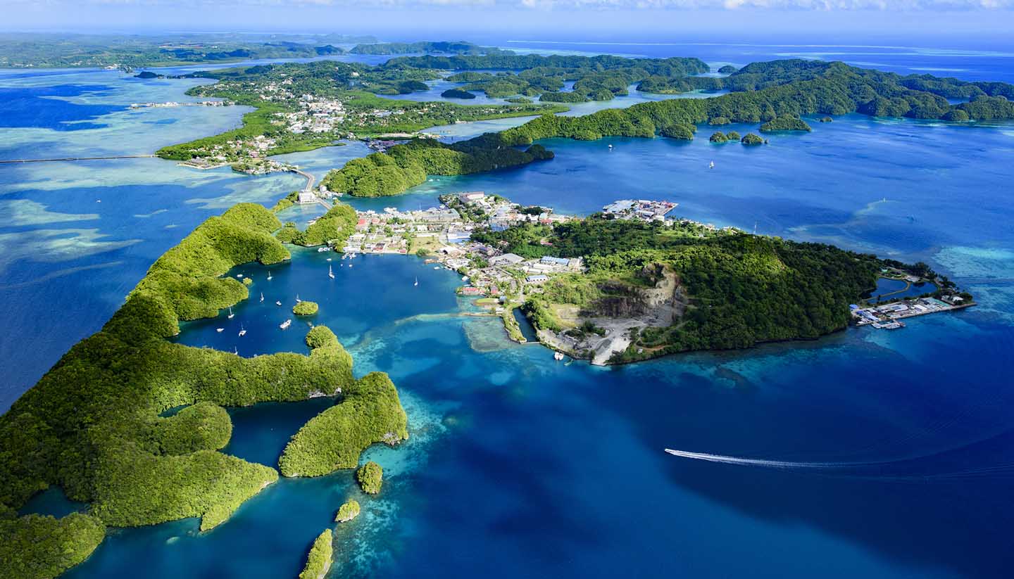 Republik Palau - Full view of Palau Malakal Island and Koror