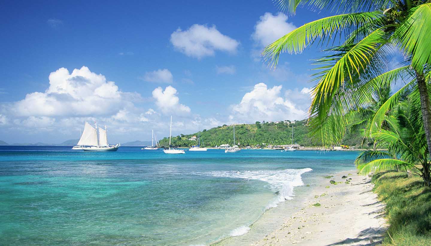 St. Vincent und die Grenadinen - Caribbean, Grenadines, Britannia Bay, Mustique, View of a beach