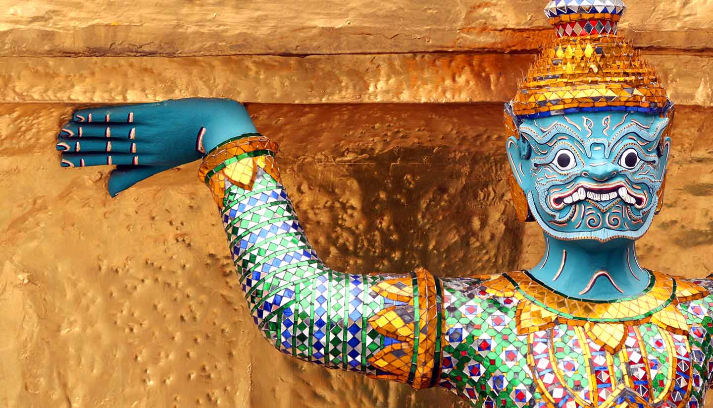 Bangkok - Colorful temple guardian statue