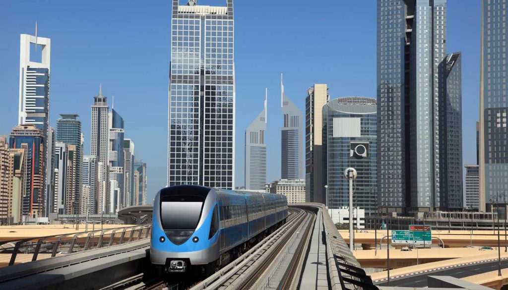 Dubai - Metro train downtown in Dubai