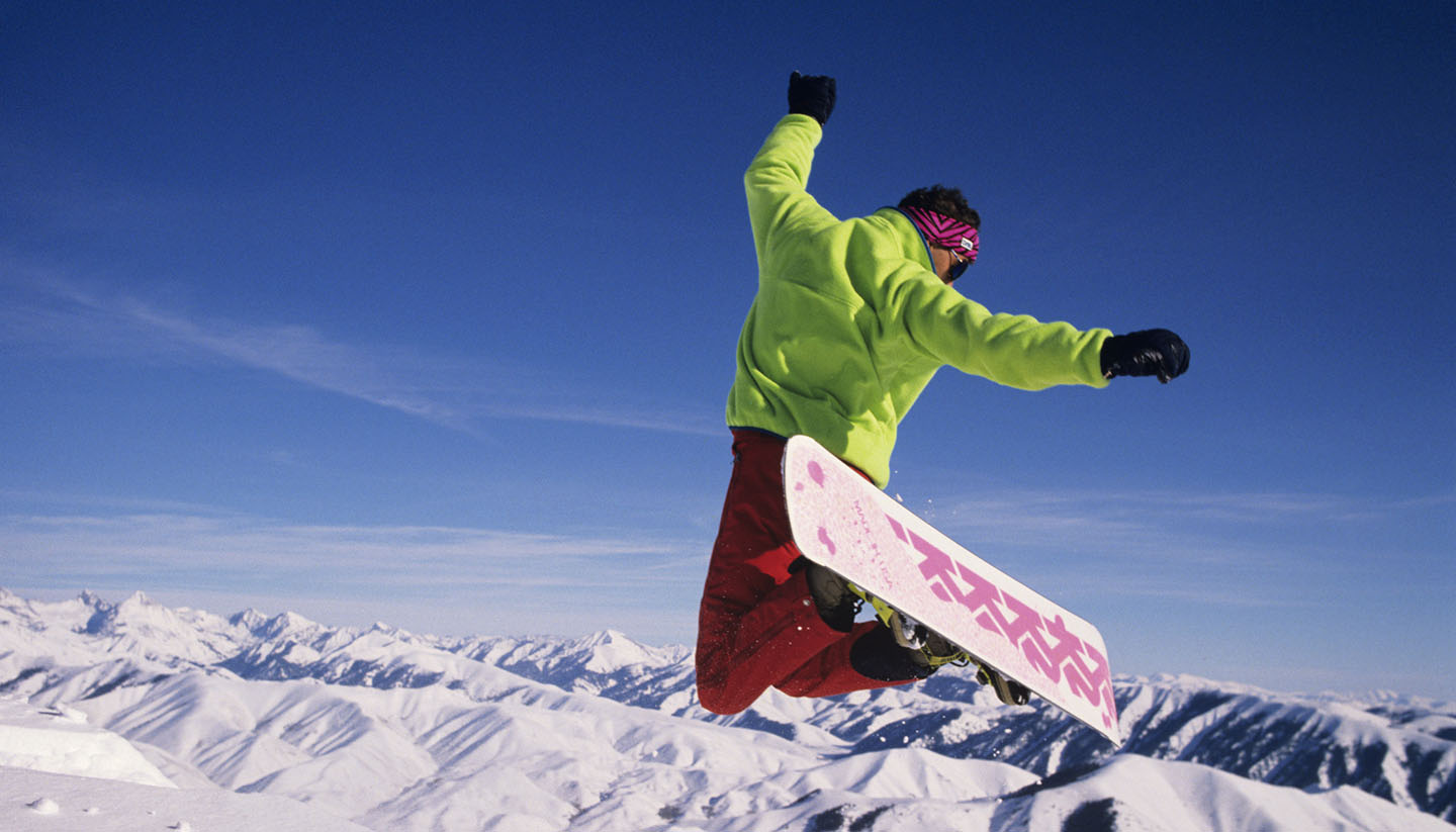 Idaho - Snowboarder in air, Sun Valley, Idaho, USA