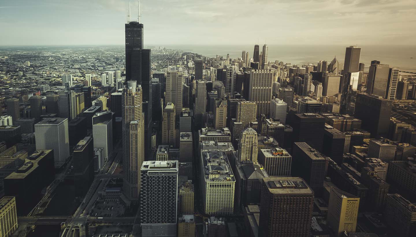 Illinois - Chicago financial distict aerial view