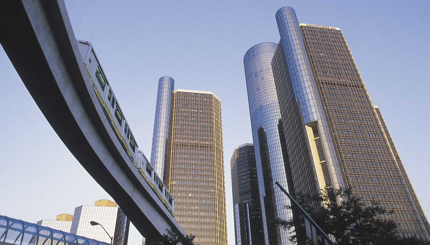 Michigan - Renaissance Center and monorail , Detroit , Michigan