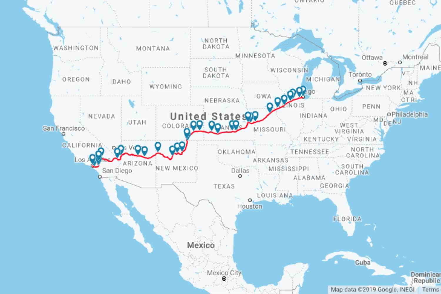 Die Route des Southwest Chiefs © Amtrak.com
